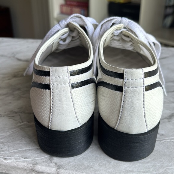 CHANEL women’s platform oxfords with mesh sides black and white logo on toe 37 - Picture 3 of 8